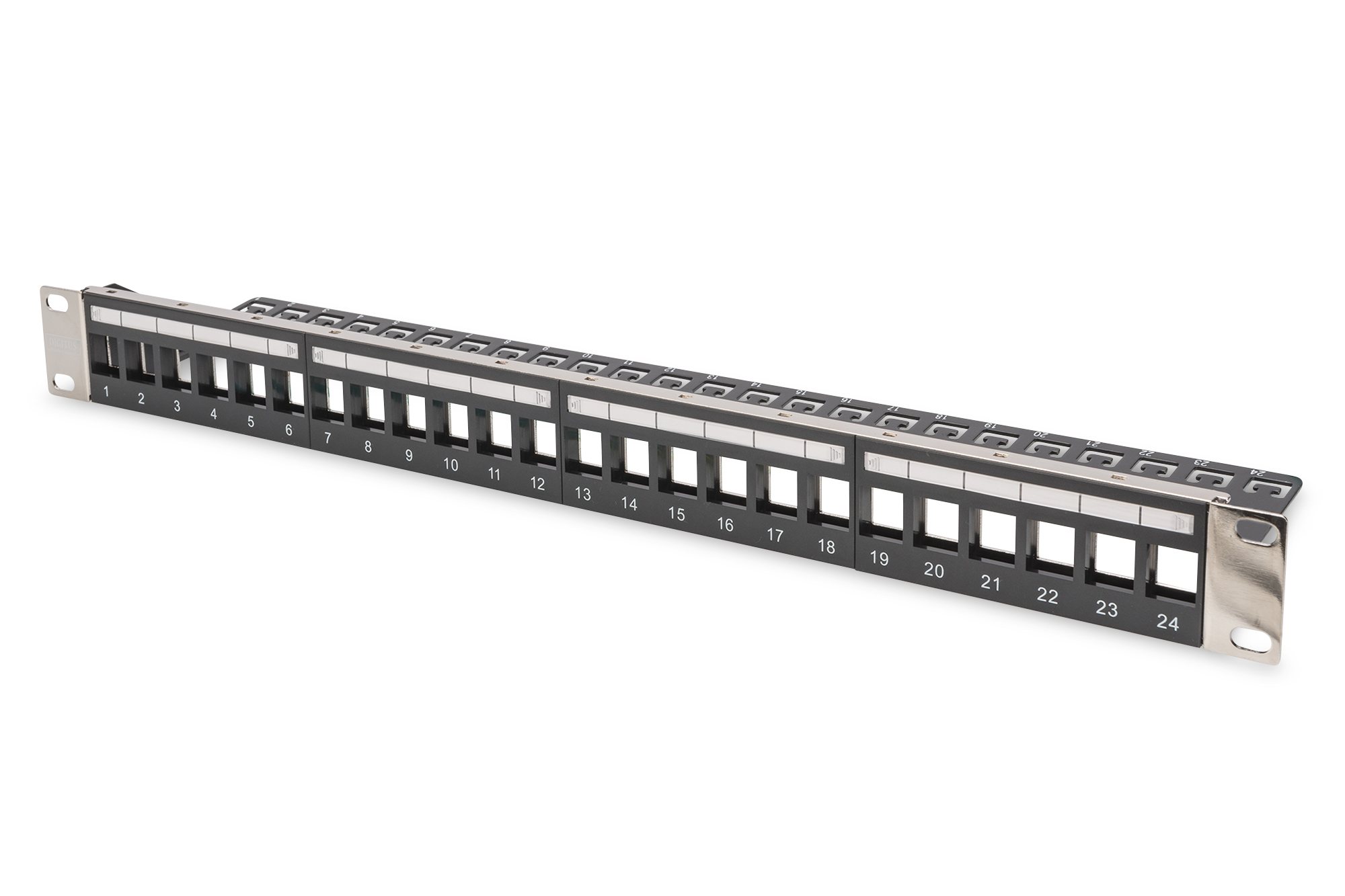 Patchpanel, 12-24 Ports, RJ45, Modular, Metallgehäuse