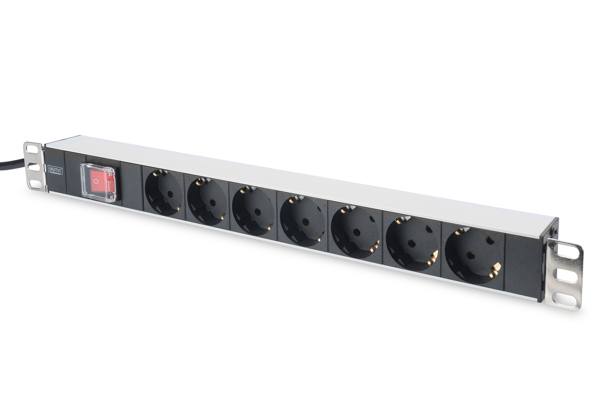 netzleisten-steckdabel, multifunktionsleisten, eu-steckdosenleiste, schwarz-silber, rack-mount-leiste