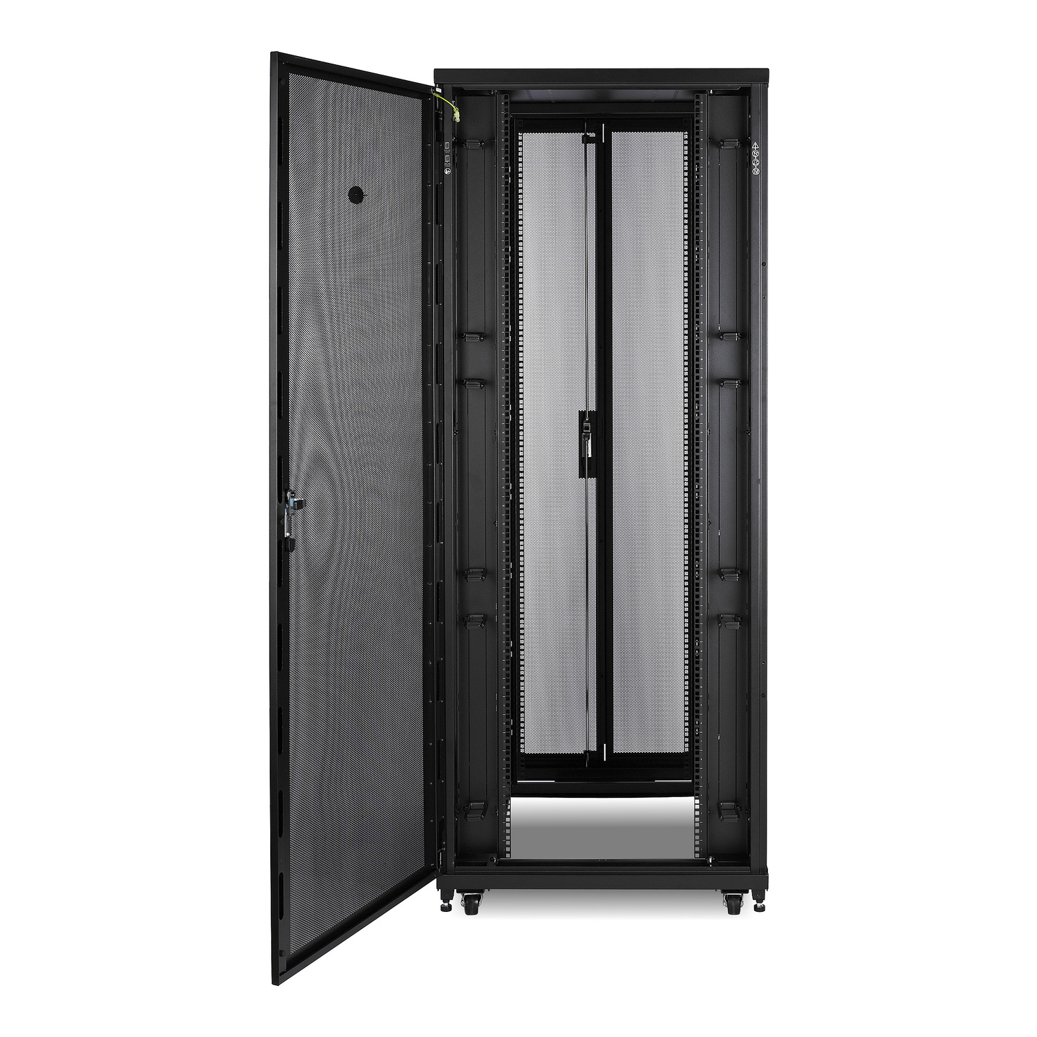 Serverrack, 24U Rack, Metallcabinet, Tür mit Netz, Rollrollen