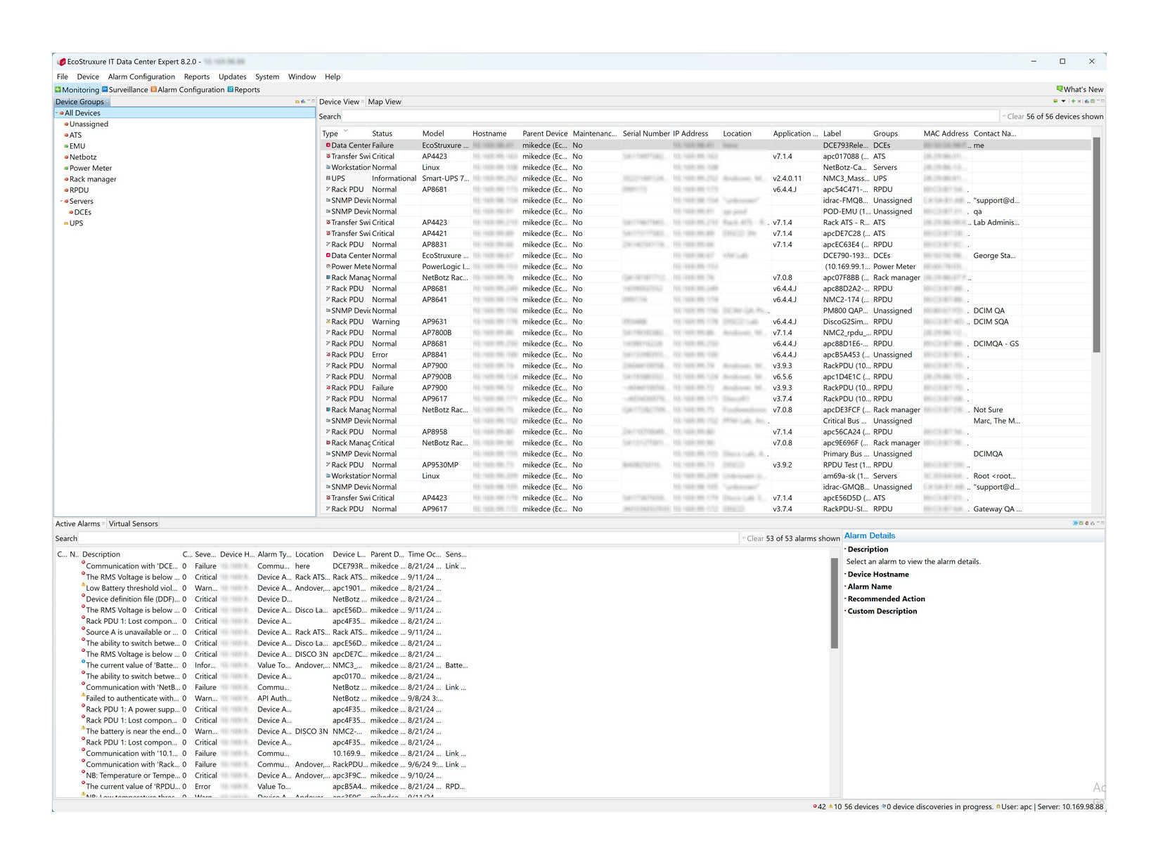 IT-Monitoring, Serverrack, Netzwerk-Software, Windows-Oberfläche, Dashboard