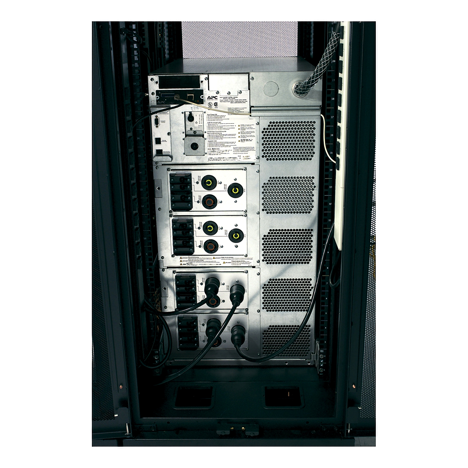 Servergehäuse, Rackmontiert, Rückseite, Stromversorgung, Kabel