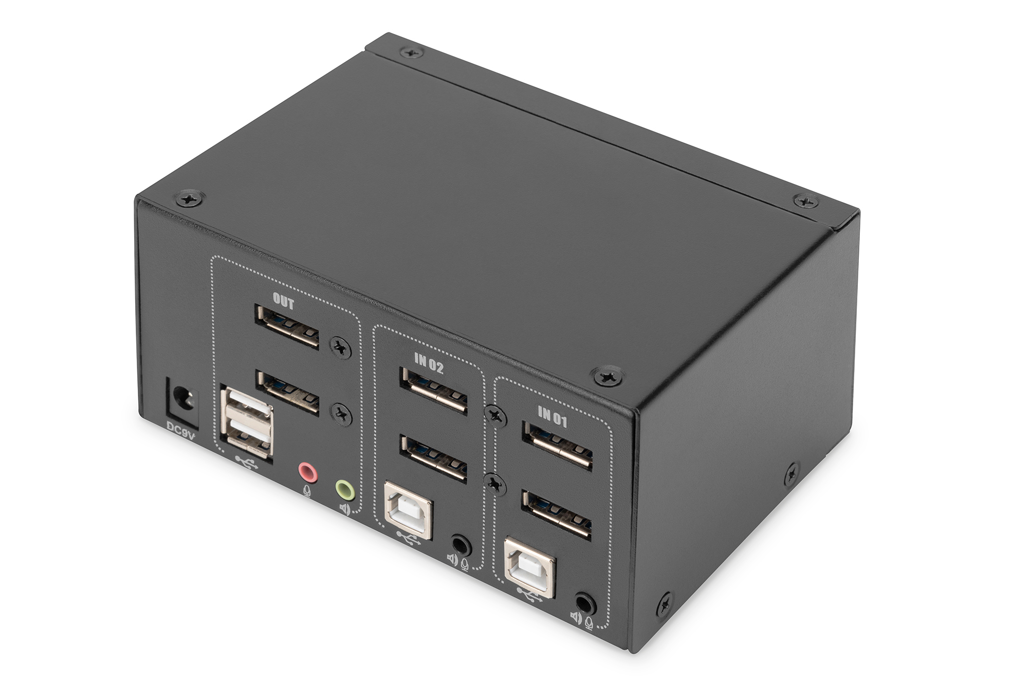 Netzwerk-USB-Doppelbox, Hub, Hub mit 4xUSB-A, Stromversorgung, HDMI/USB-Ports