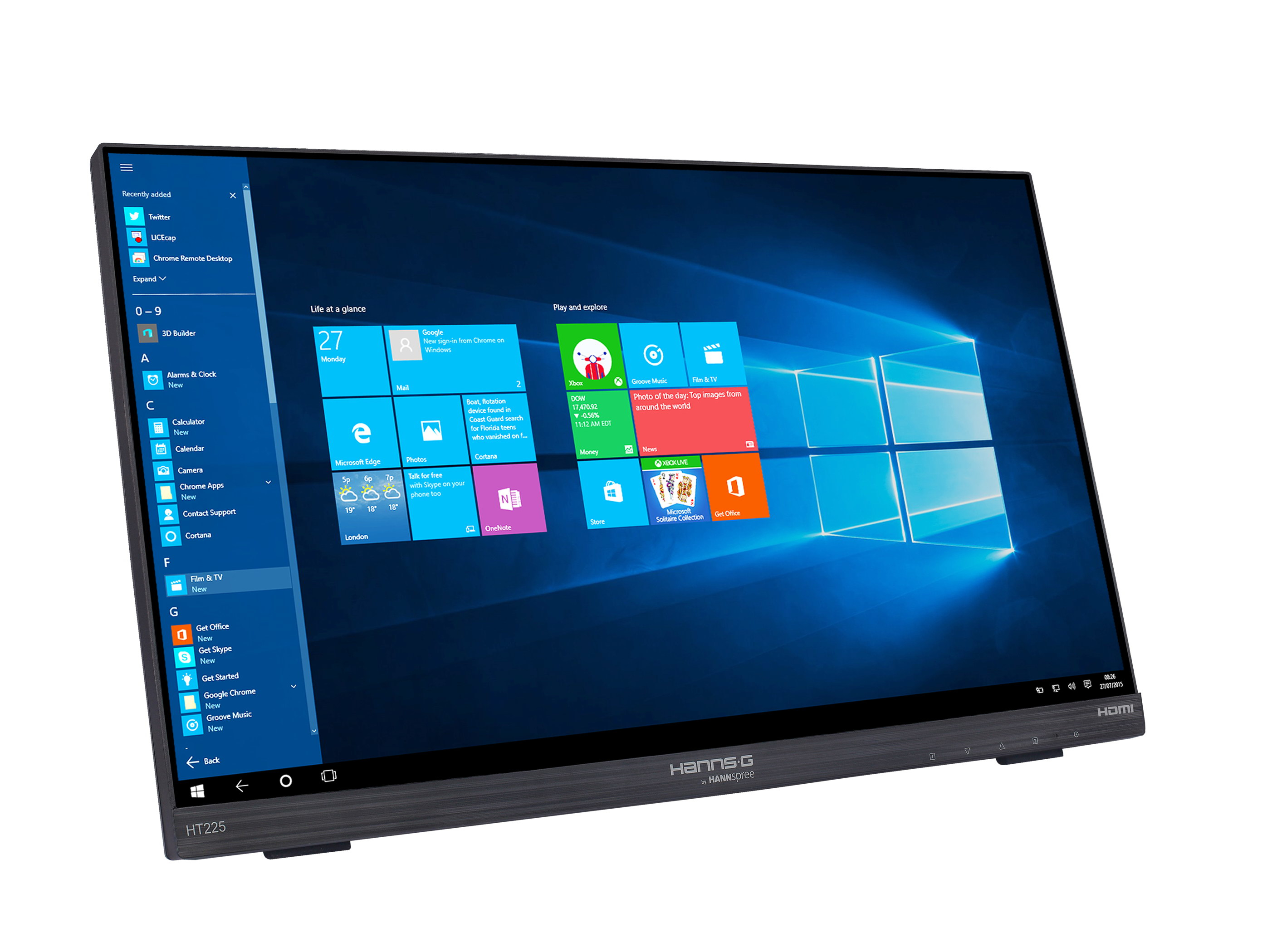 Touchscreen-Monitor, Flachbildschirm, schwarzes Gehäuse, HDMI-Anschluss, Windows-Display