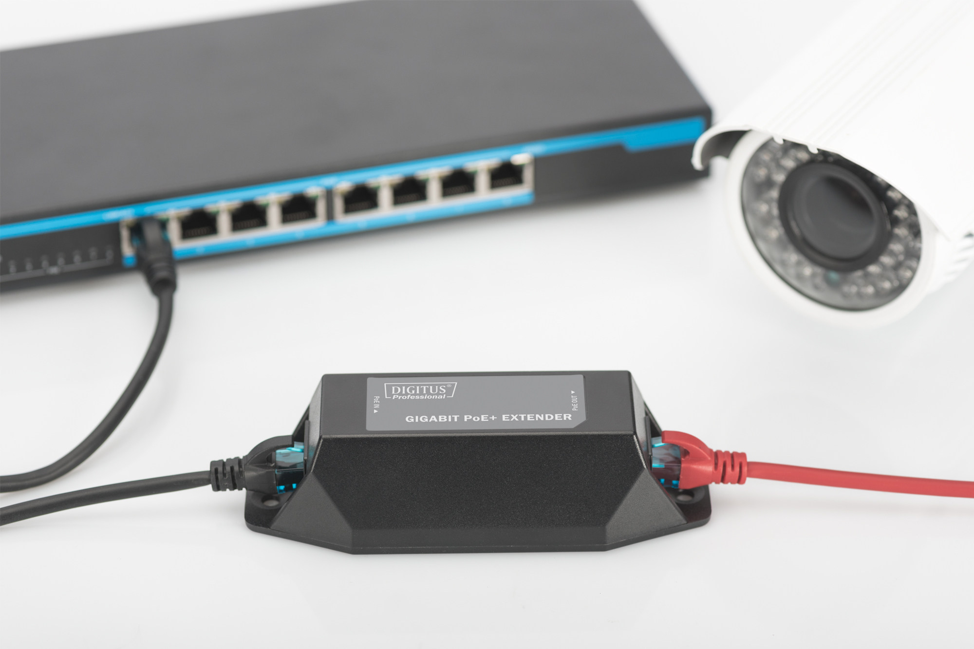 Gigabit PoE Extender, Netzwerk-Switch, RJ45 Ports, PoE, Schnelladapter