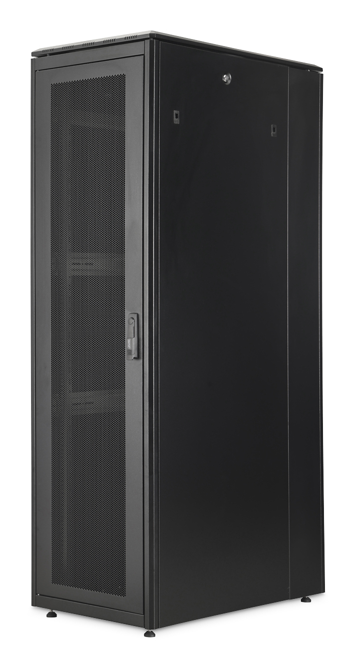 Serverrack, Schrank, Schwarz, Mesh-Tür, schlossgesichert