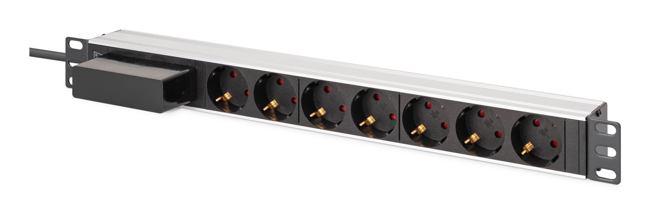 Power strip, Rack mount, 7 sockets, European plug, Metal housing