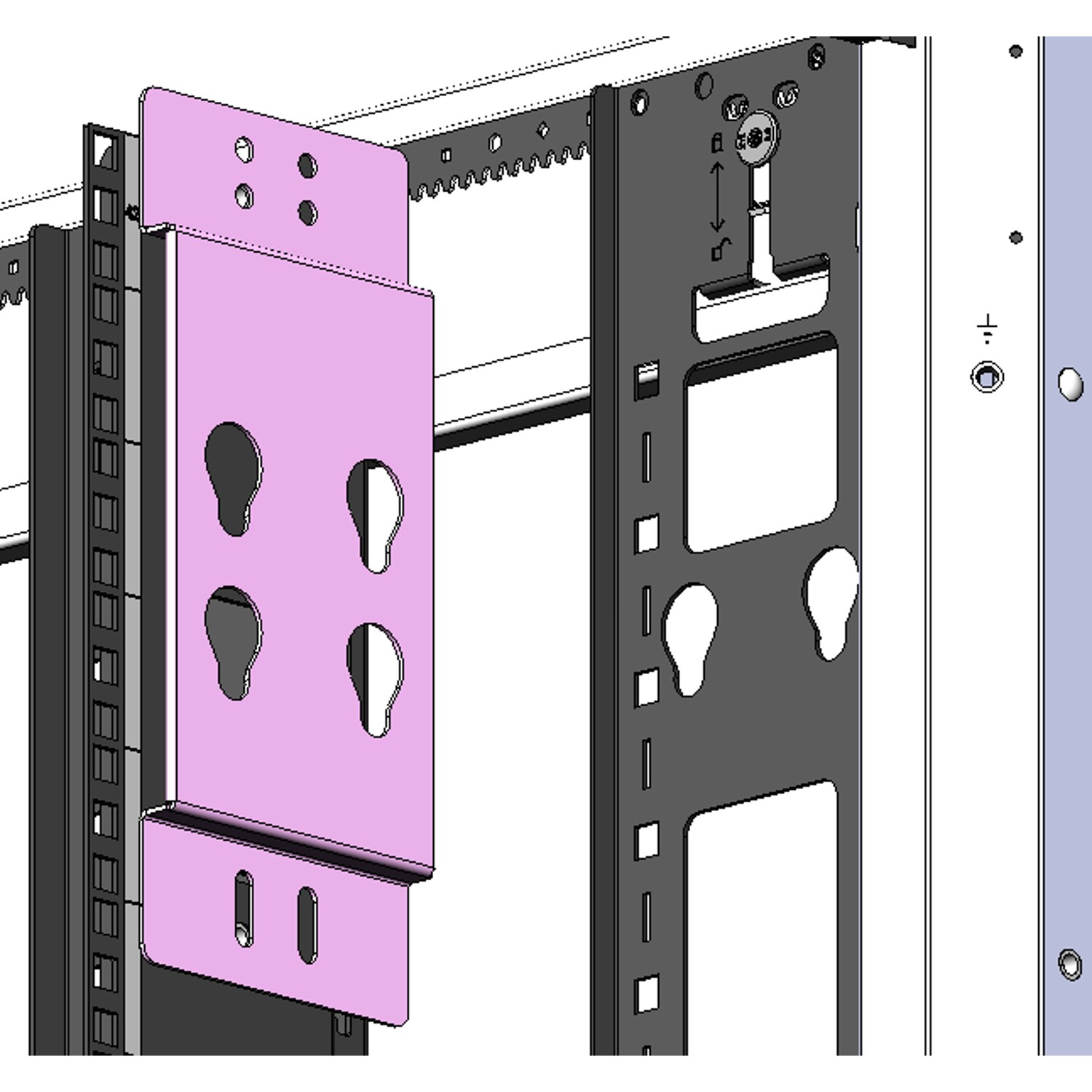 Rack, Server, Montage, Pinkes Panel, Schacht