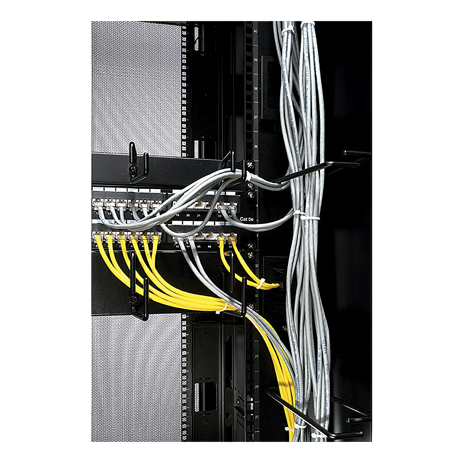 Serverrack, Netzwerk-Kabel, Kabelmanagement, Rack-Komponenten, Gelbe Kabel