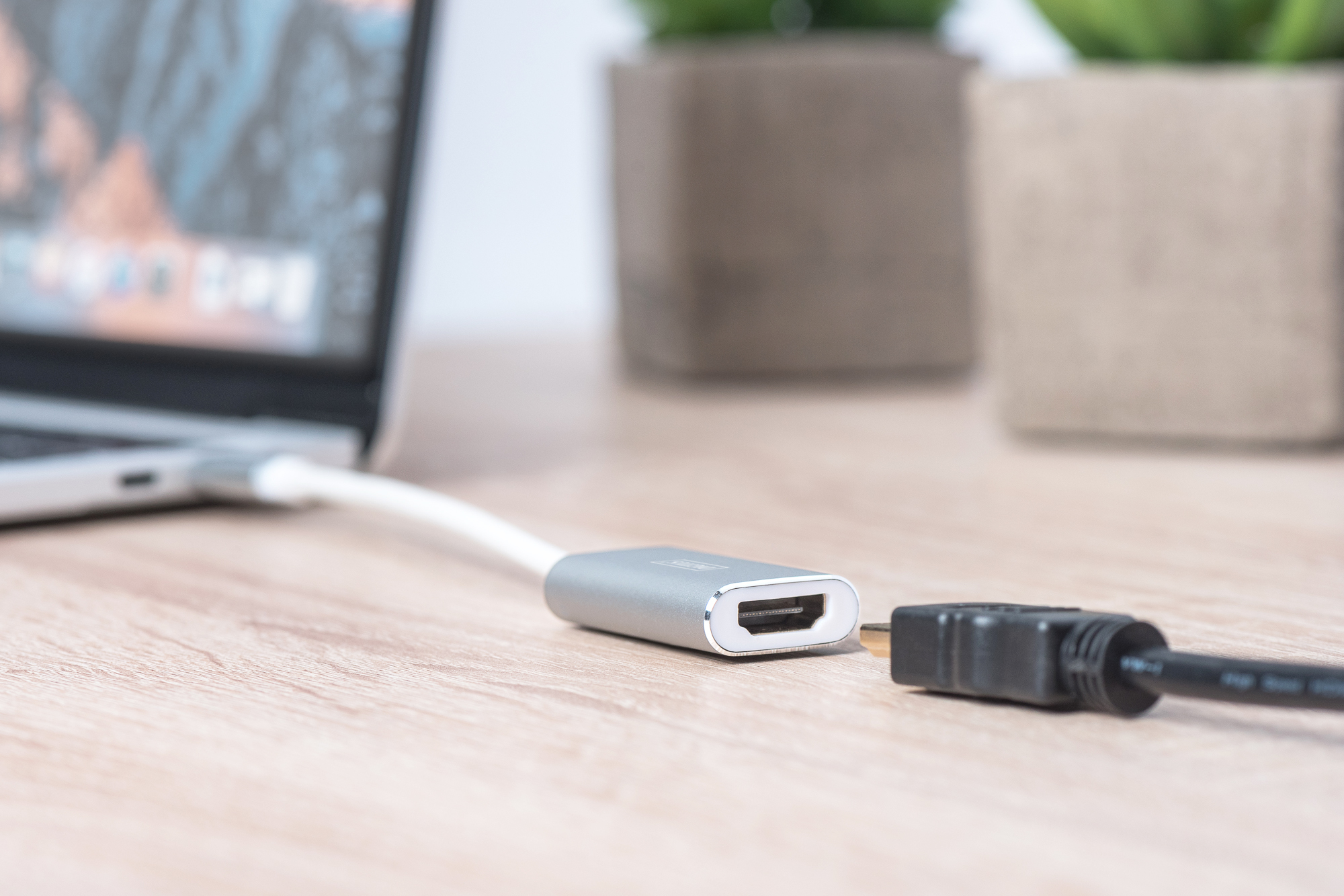 USB-C-Adapter, HDMI, Kabel, Laptop, Anschluss