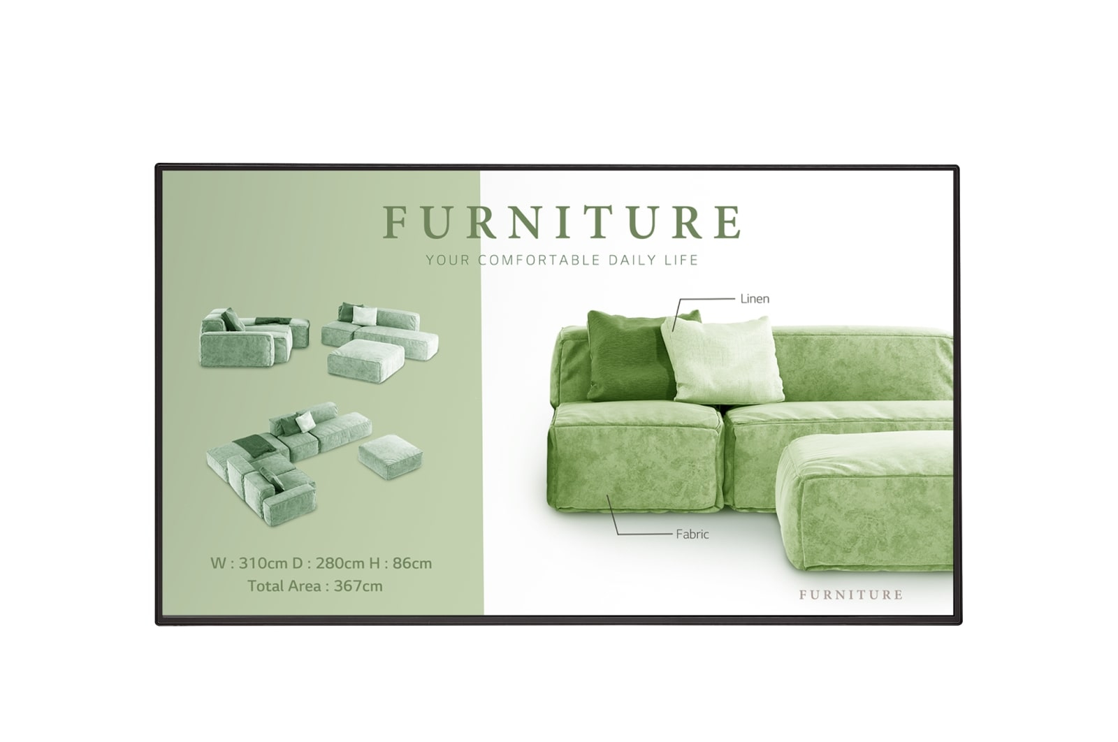 LG Prof. Display 65UM5N-H Kissen, Dekoration für Zuhause, Mobiliar, Couch