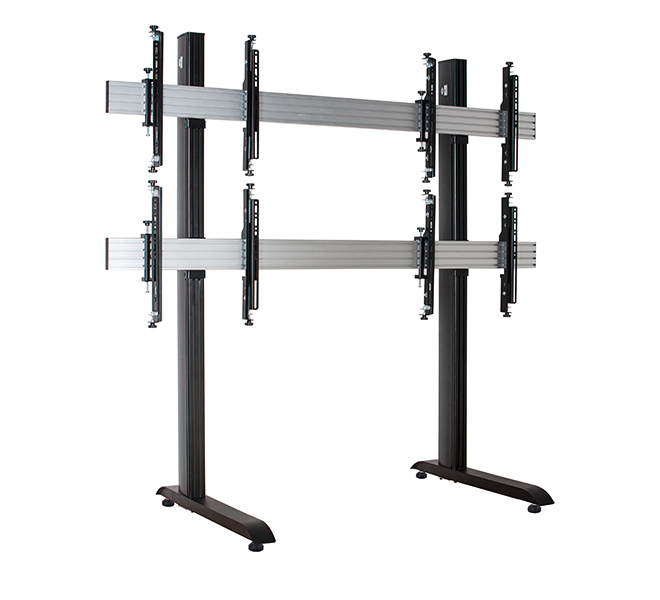 B-TECH SYSTEM X - 2 x 2 Universal Freestanding Videowall Mounting System with Micro-Adjustment for 46-60" Displays BT8370-2x2/BB
