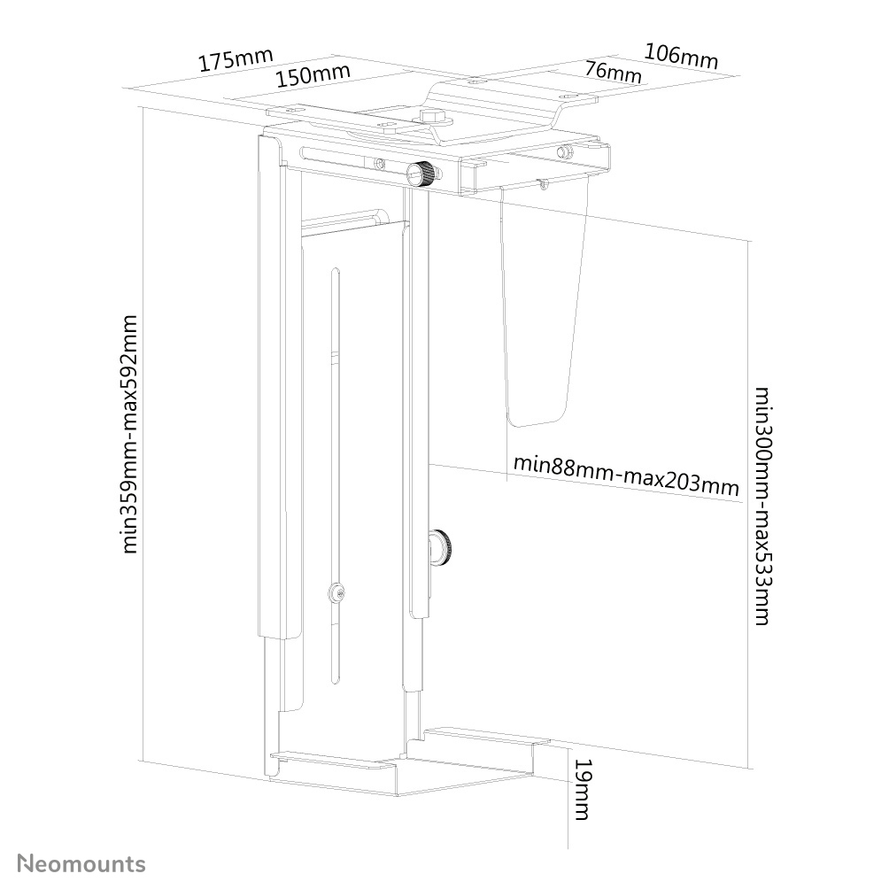 Neomounts Select PC-Halter - Tischmontierte CPU-Halterung - Tower - 10 kg - Schwarz - 360 Grad  - 0 - 360 Grad 