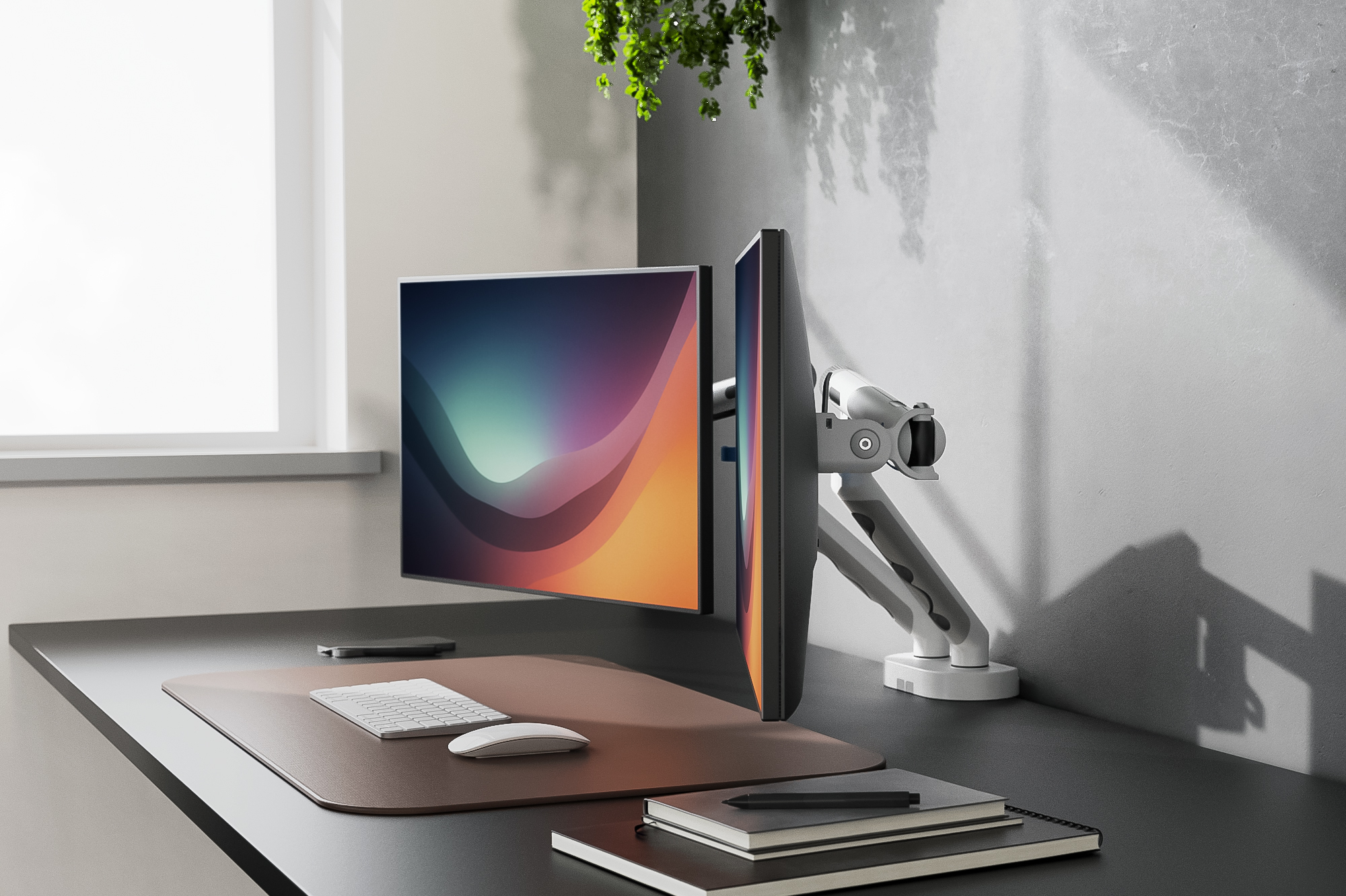 monitor, dual monitor, ergonomisch, Schreibtisch-Setup, LCD-Panel