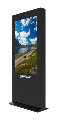 digital sign, kiosk, outdoor display, black cabinet, screen