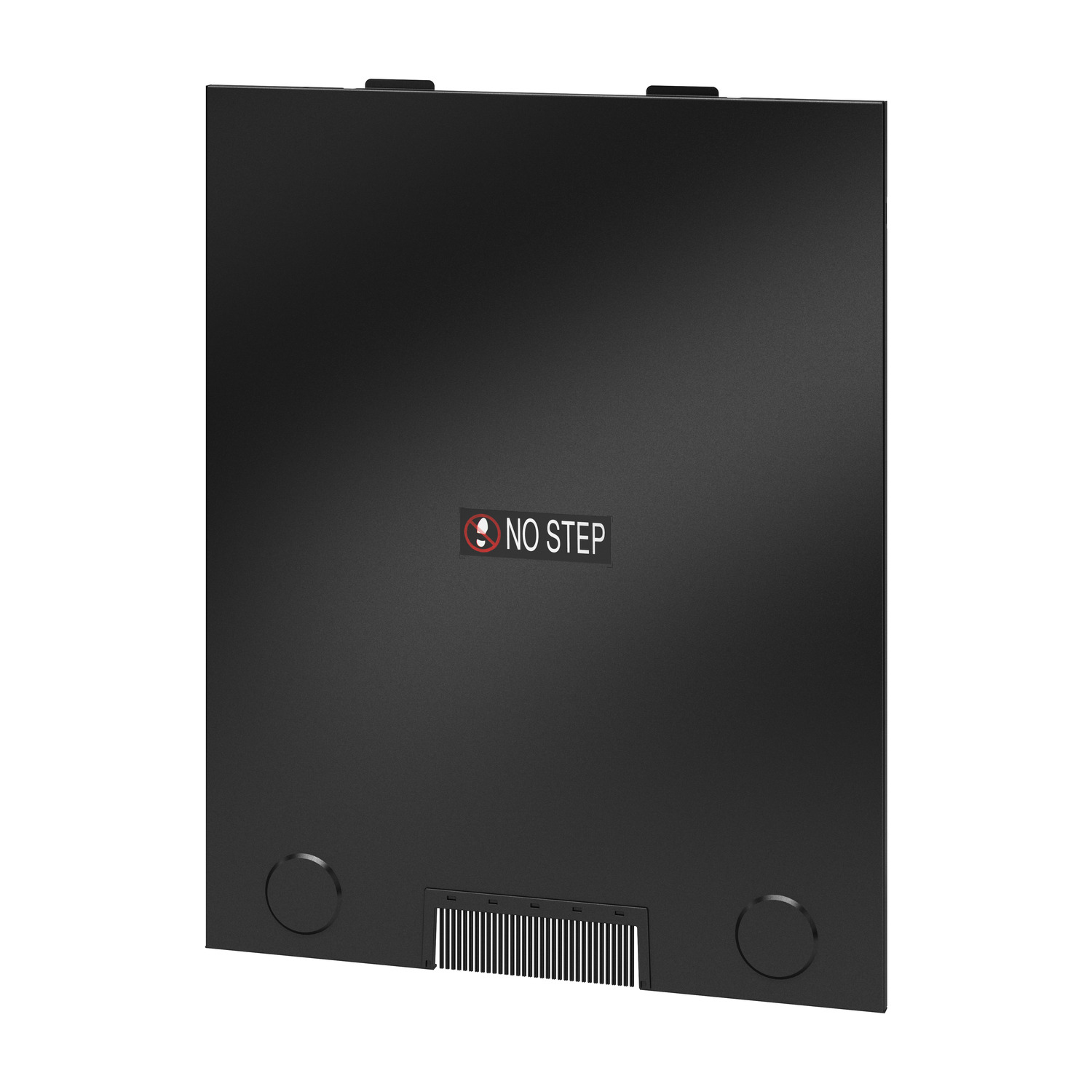 Plexiglas, No Step Beschriftung, schwarze Platte, Belüftung/Steckleiste Rand, Base-Füße