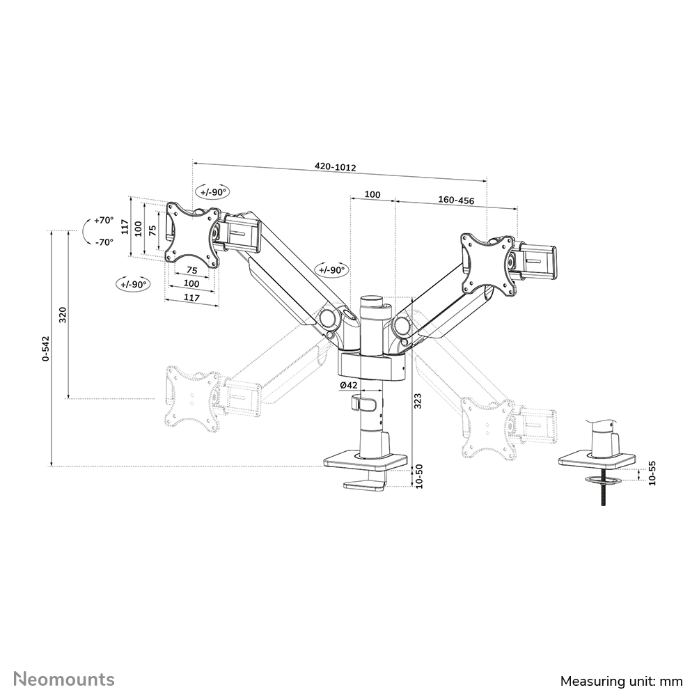 monitor arm, duo Monitorhalterung, schwenkbare Arm, VESA Halterung, verstellbarer Arm