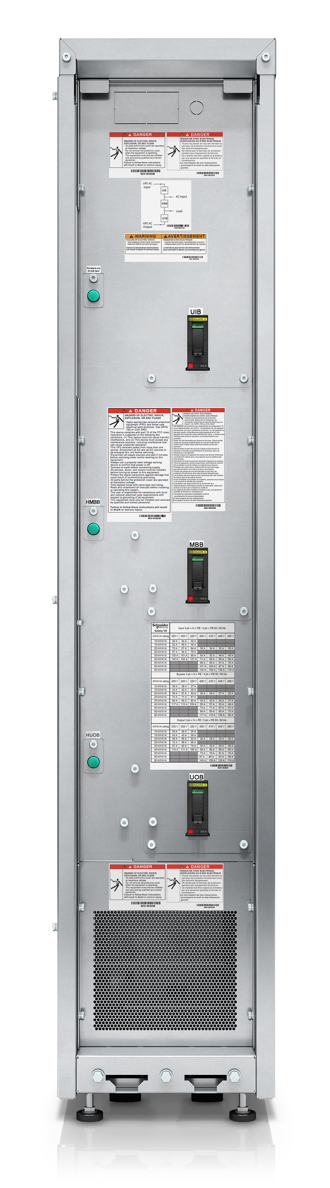 APC Galaxy VS Maintenance Bypass Cabinet, UL, Single-Unit 10-40kW 208V, 20-80kW 480V, 20-80kW 400V