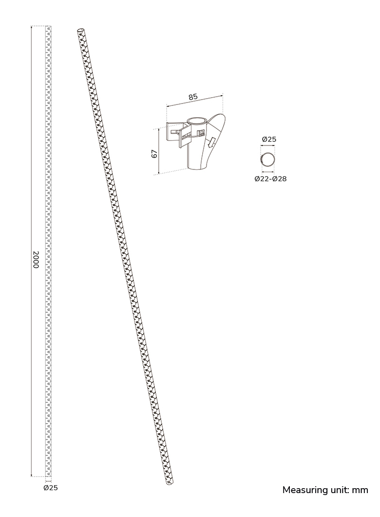 Messstab, Lineal, Millimeter-Skala, langer Stab, technische Zeichnung