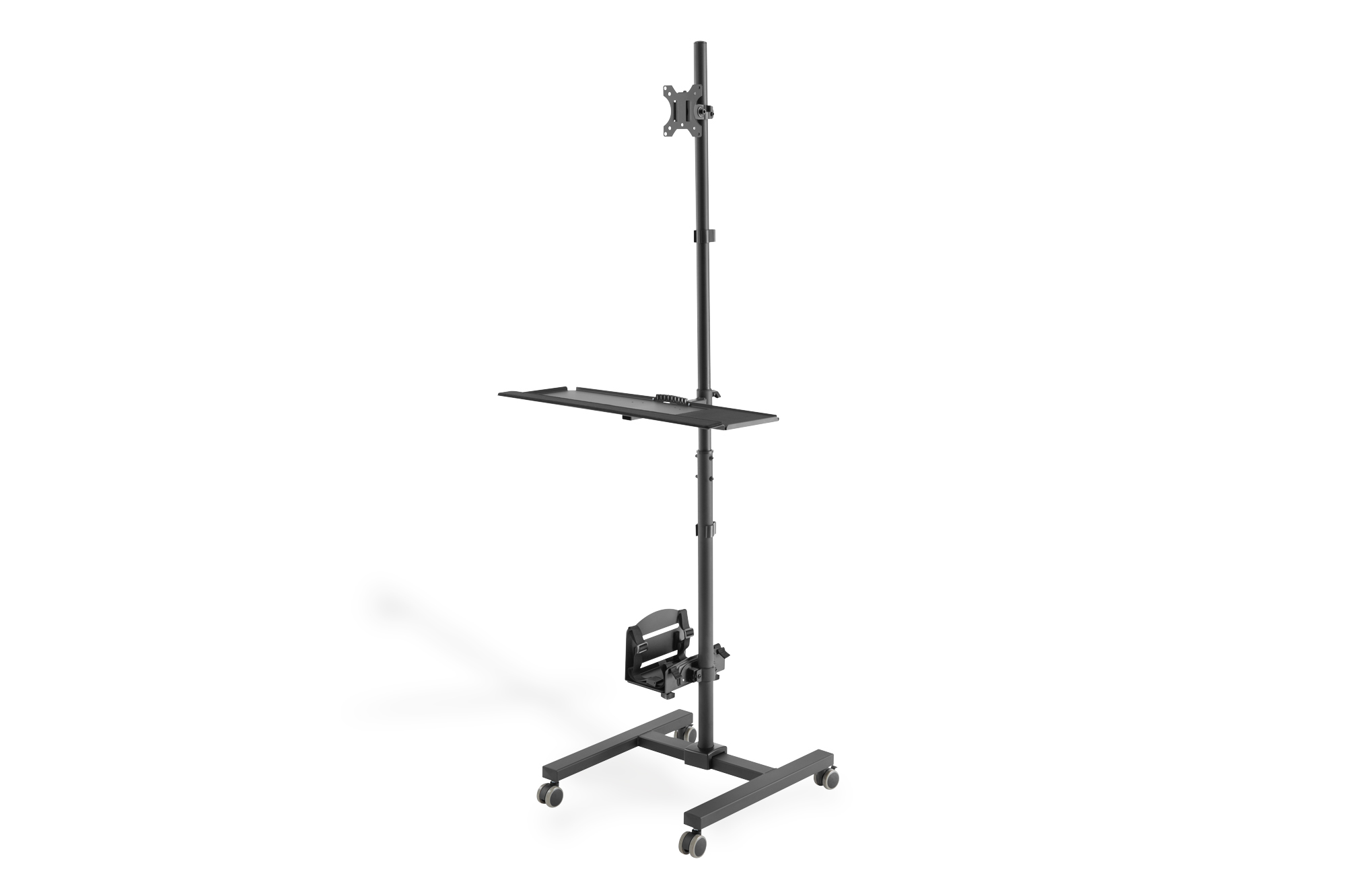 Laptop-Ständer, TV-Halterung, Verstellbarer Schreibtisch, Rollbasis, Kabelhalterung