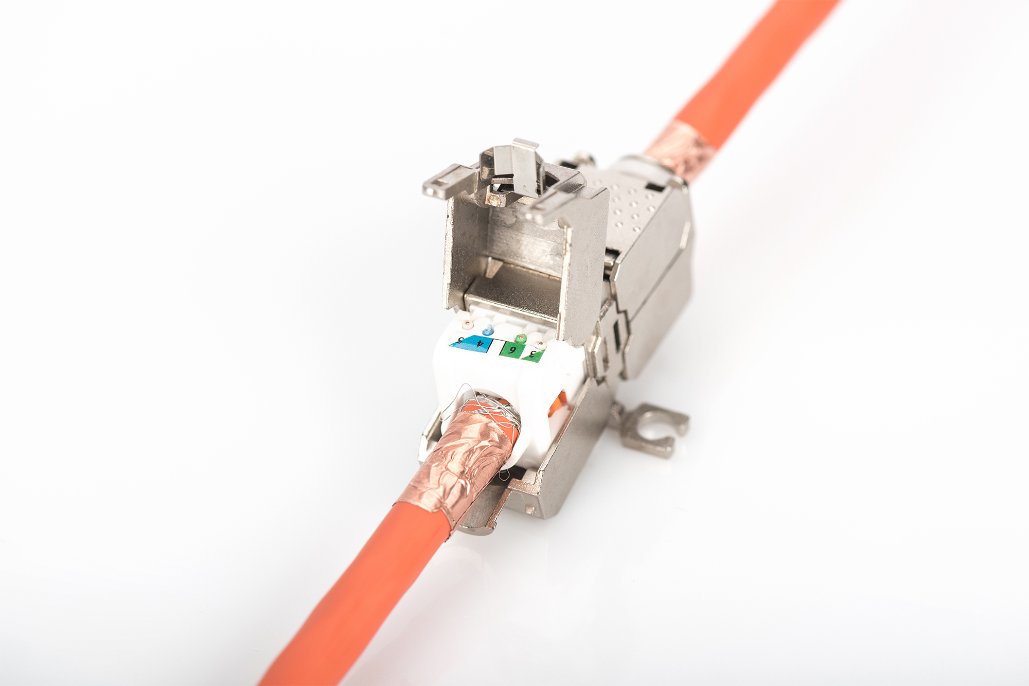 RJ45-Steckverbinder, Ethernet-Stecker, Netzwerkkabel, Metallgehäuse, Kabelklemmung
