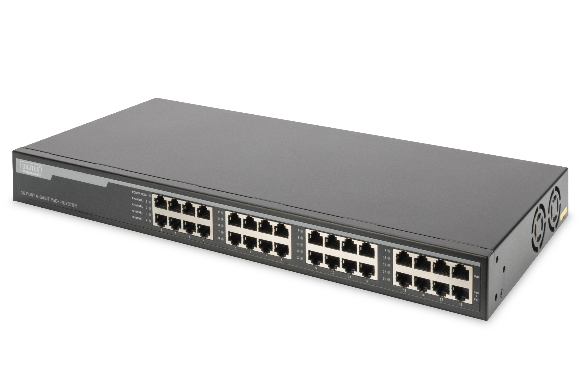 DIGITUS 16-Port Gigabit Ethernet PoE+ Injektor, 802.3at, 250 W