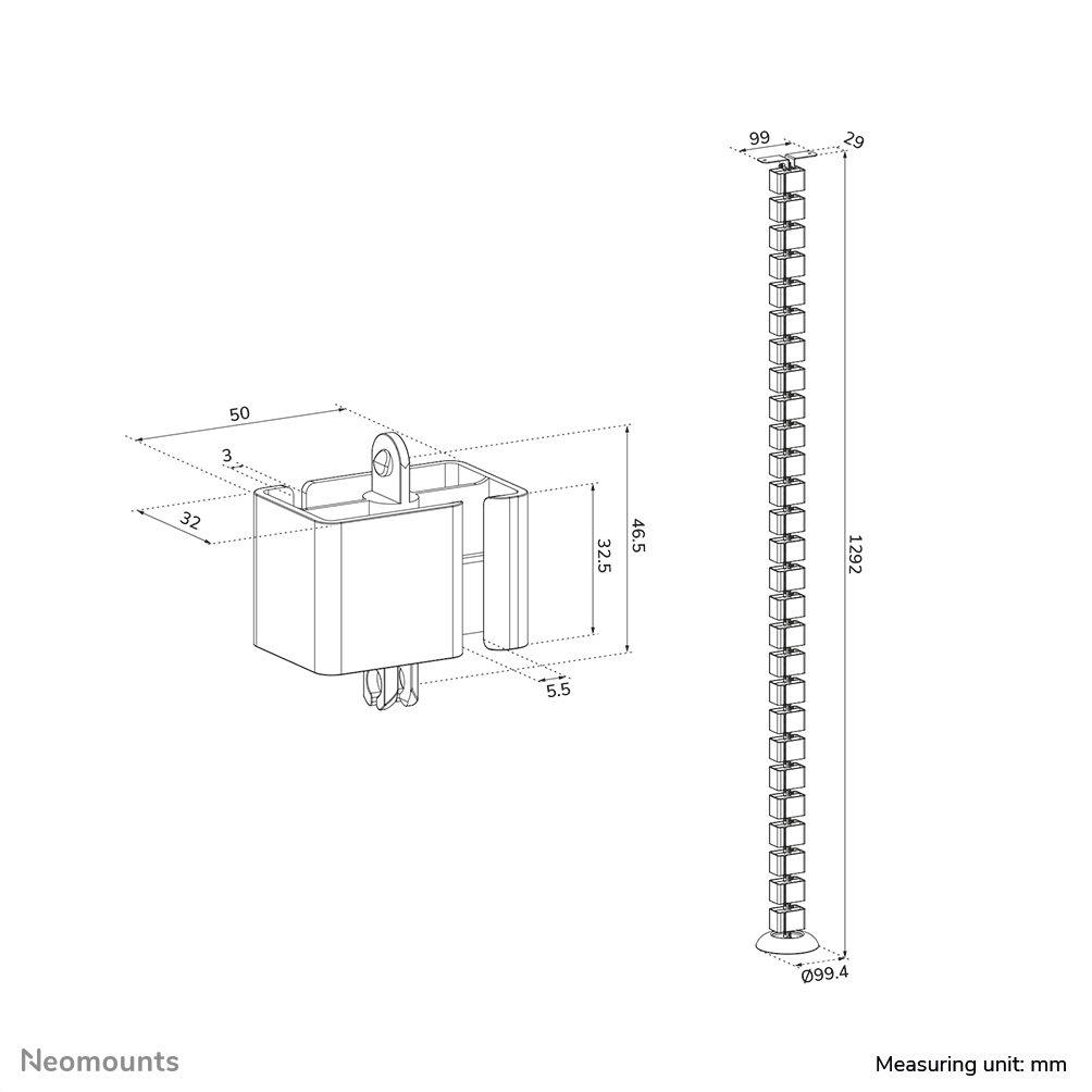 Neomounts Z Kabelwirbelsäule ADS06-130BL