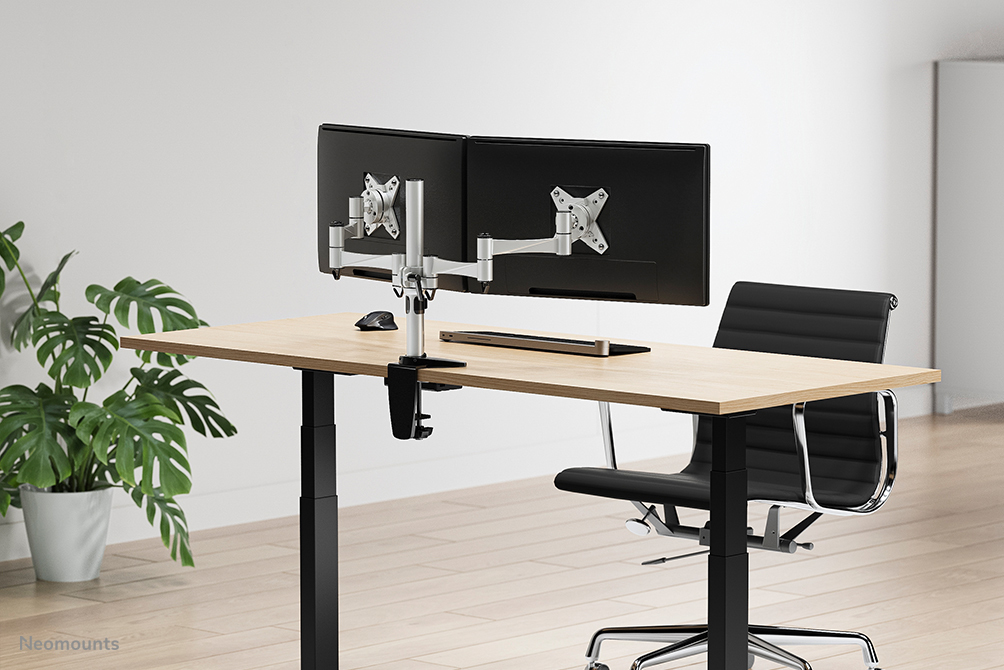 Neomounts Monitor-Tischhalterung - Klemme /Bolzen - 9 kg - 25,4 cm (10 Zoll) - 68,6 cm (27 Zoll) - 100 x 100 mm - Silber