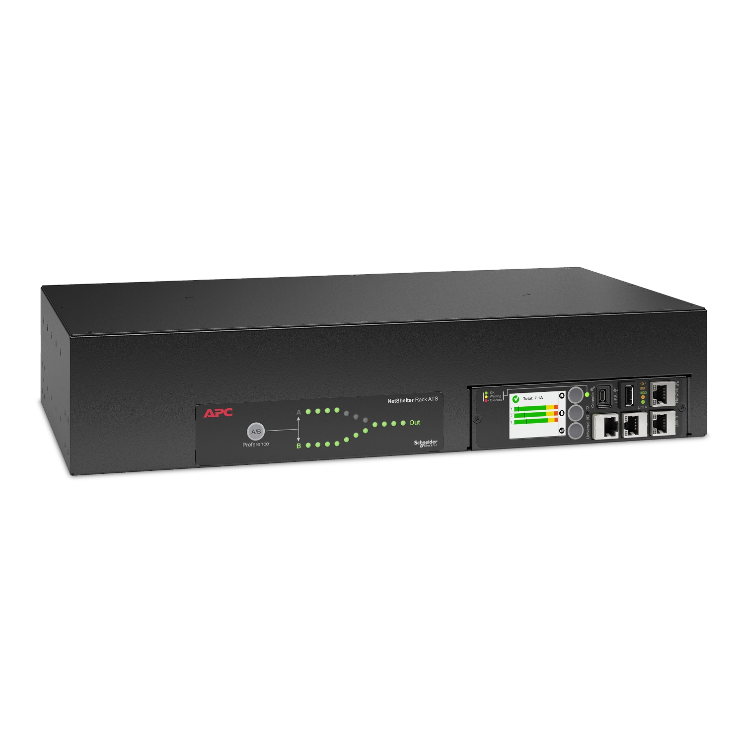 Rack-ATS, Umschalter, Netzwerkgerät, Schwarz, LCD-Display