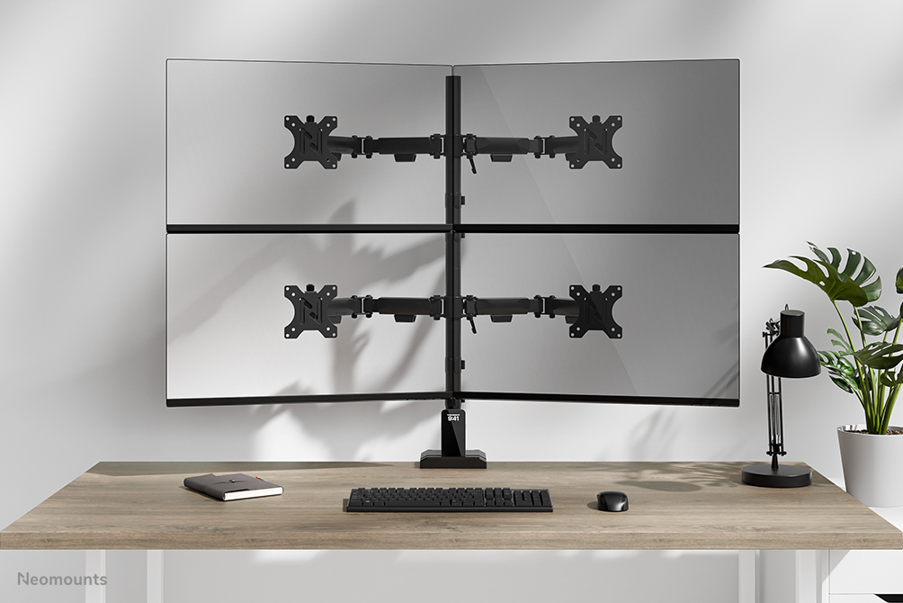 monitorarm, dreifach-monitor-setup, tischhalterung, verstellbar, dual-vertikale-monitorhalterung