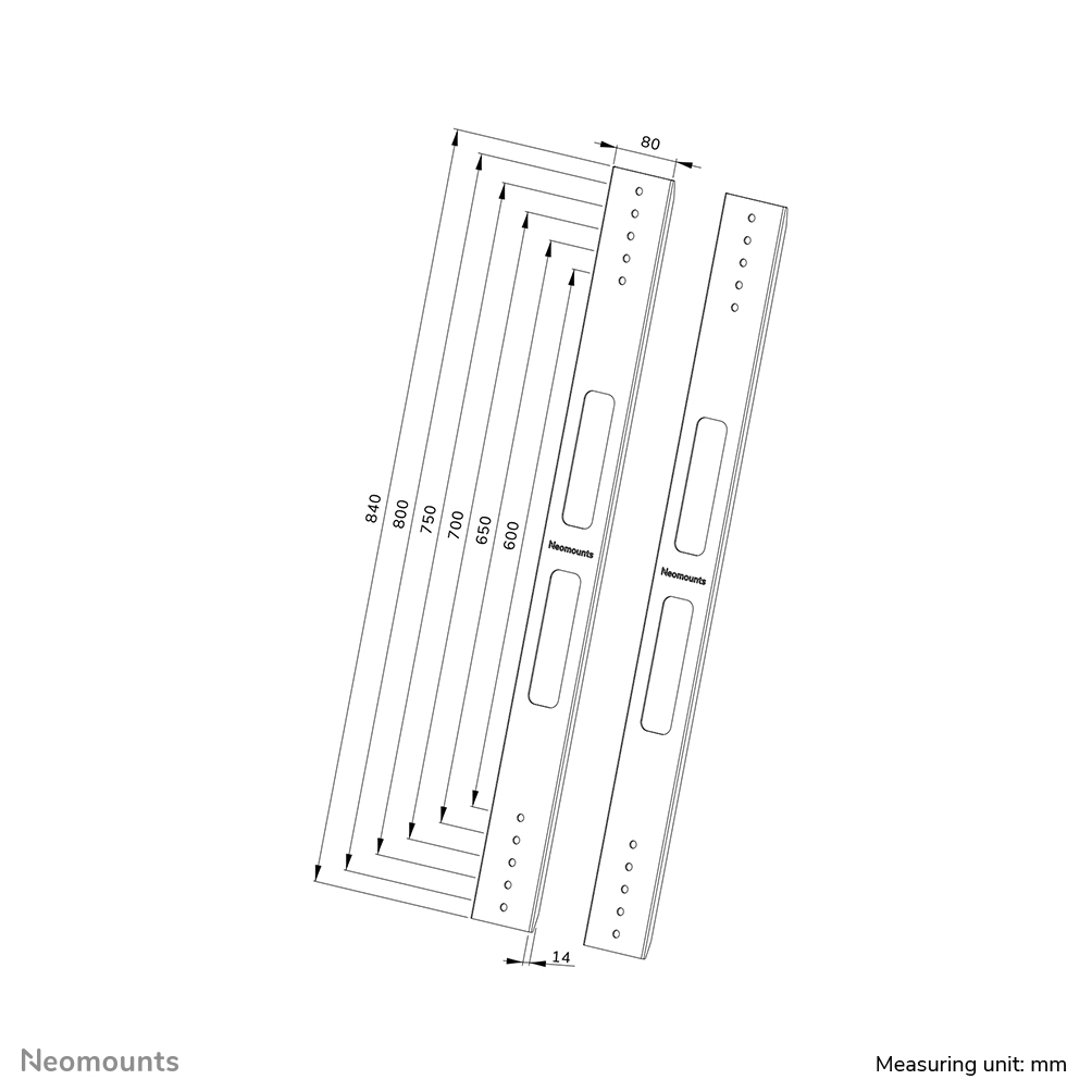 Neomounts VESA-Erweiterungsset - Erweiterungs-Set - Wand - 25,4 mm (-1 Zoll) - -25,4 mm (-1 Zoll) - 75 kg