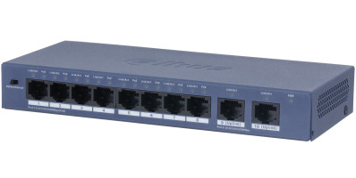 Netzwerk-Switch, Ethernet-Anschlüsse, Metallgehäuse, Blau-grau