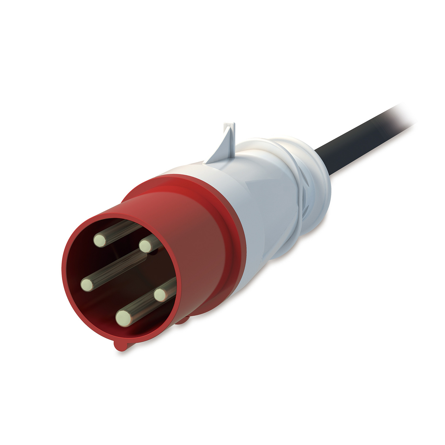 IEC-Stecker, 3-Pin-Stecker, roter Anschluss, Industriestecker, Kabel mit Stecker