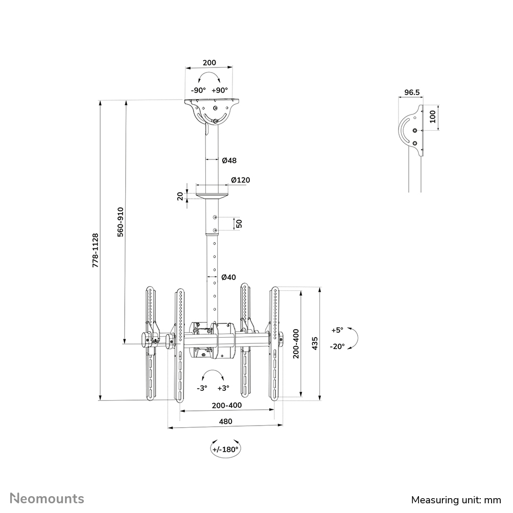 TV-Halterung, VESA 400x200, Full-Motion, Wandhalterung, Monitorhalterung