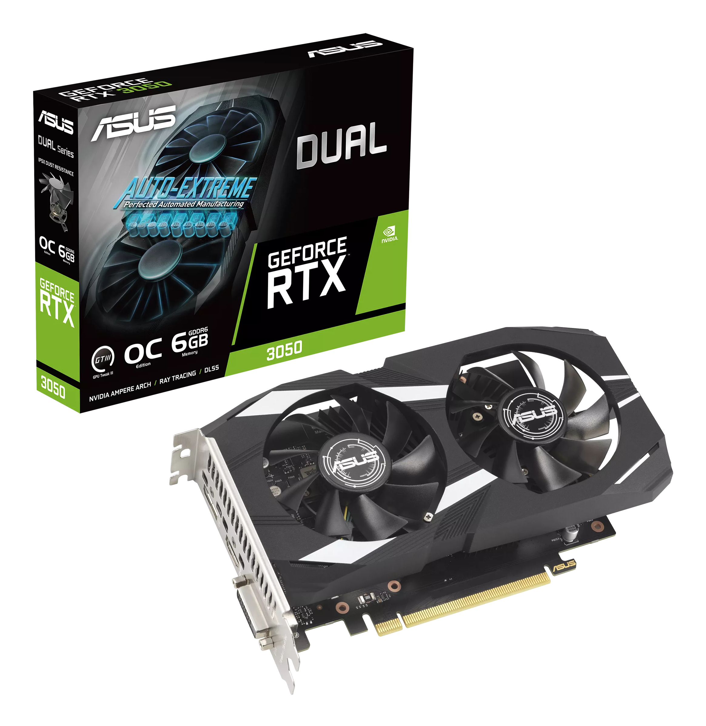 Grafikkarte, GeForce RTX 3050, OC 6GB, Dual Fan, PCIe