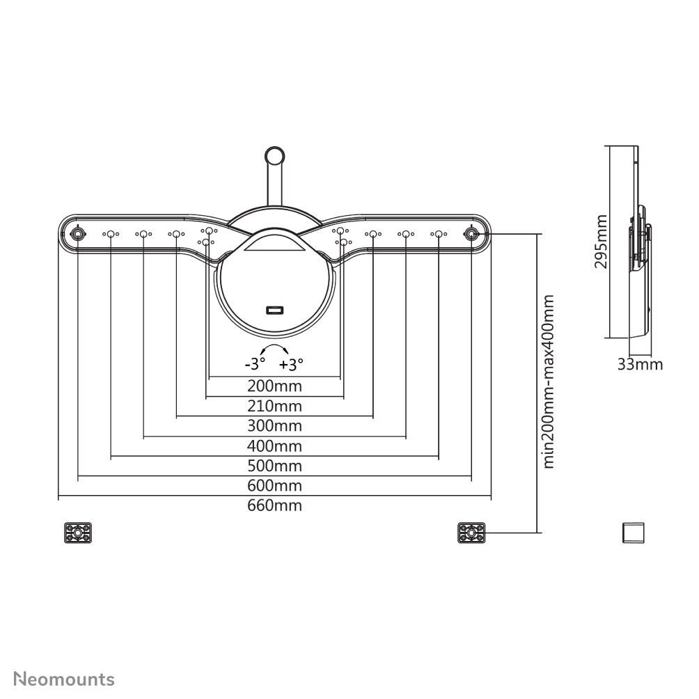 Neomounts Monitor-Wandhalterung - 81,3 cm (32 Zoll) - 177,8 cm (70 Zoll) - 200 x 200 mm - 600 x 400 mm - 6 Grad  - Schwarz
