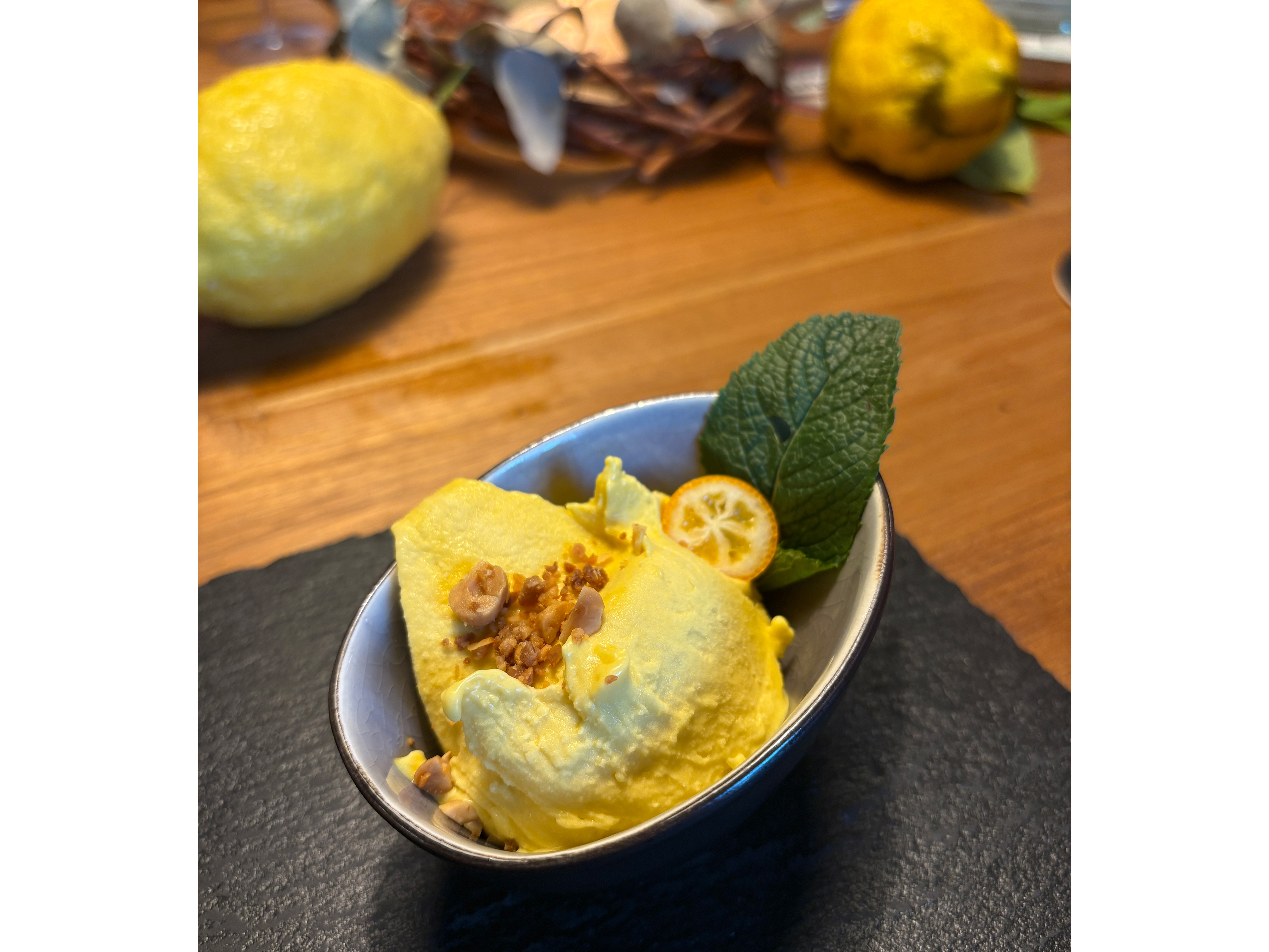 dessert, Zitrone, Eiscreme, Minze, Krümeln