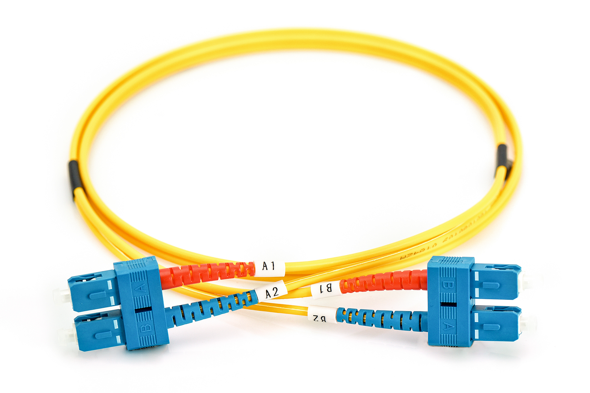 Faseroptik-Kabel, gelbes Kabel, blaue Stecker, Patchkabel, LC/SC nicht sicher