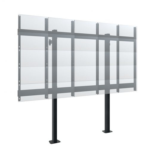 Glaswindschutz, Sichtschutzwand, Metallrahmen, transparente Glasscheiben, Bodenmontage
