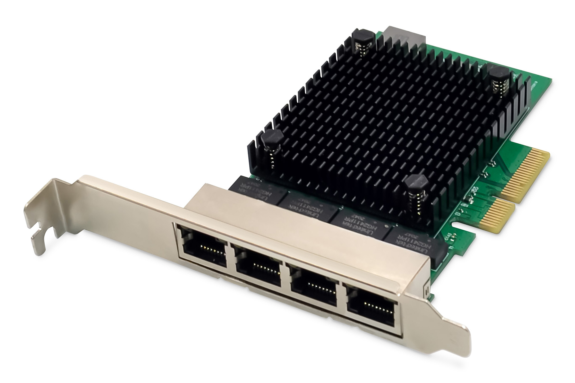 Netzwerkkarte, PCIe-Karte, RJ45-Anschlüsse, LAN-Karte, Kühlkörper