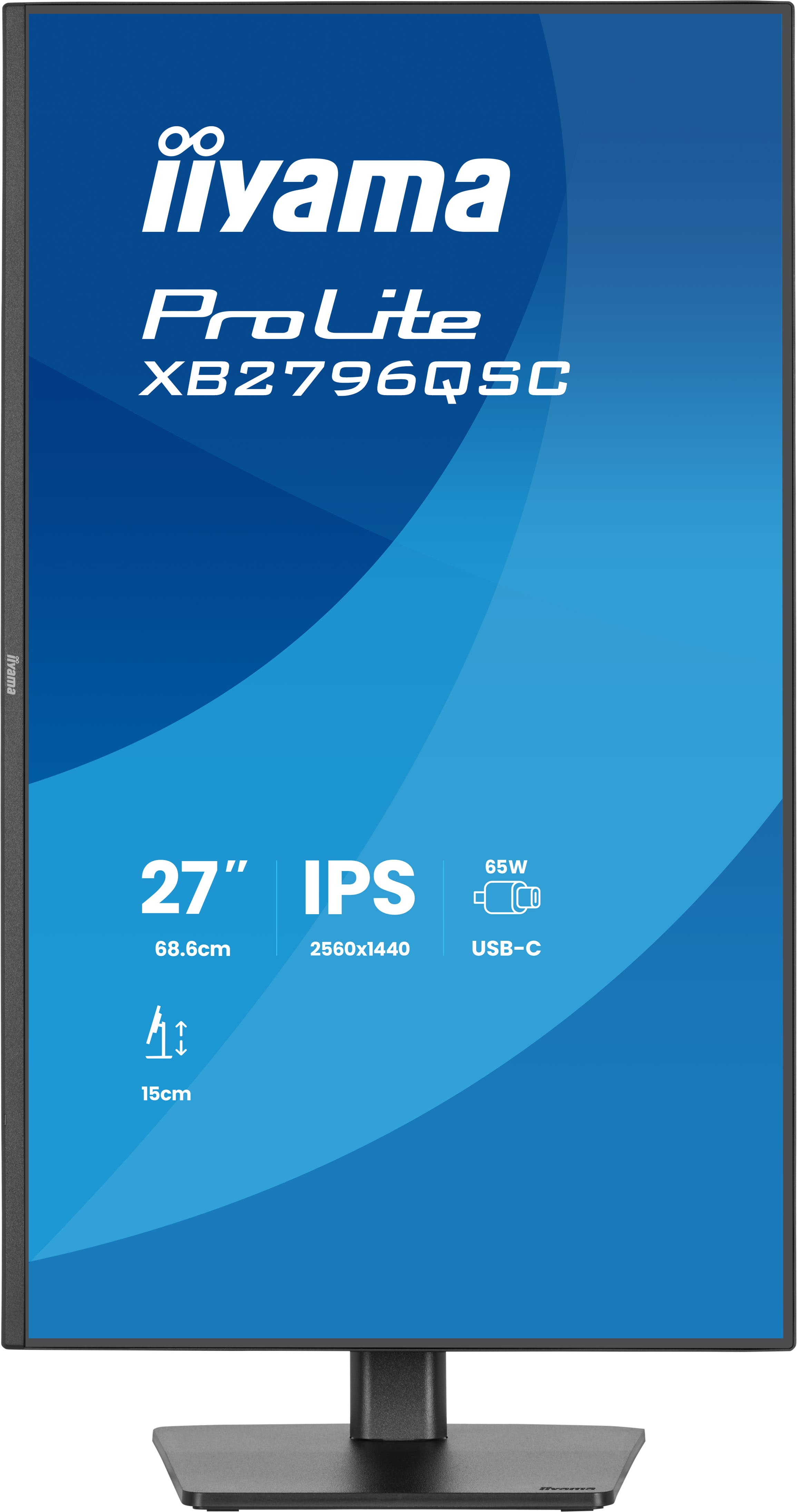 27 Zoll, IPS, USB-C, Monitorkonstruktion, Blaues Design
