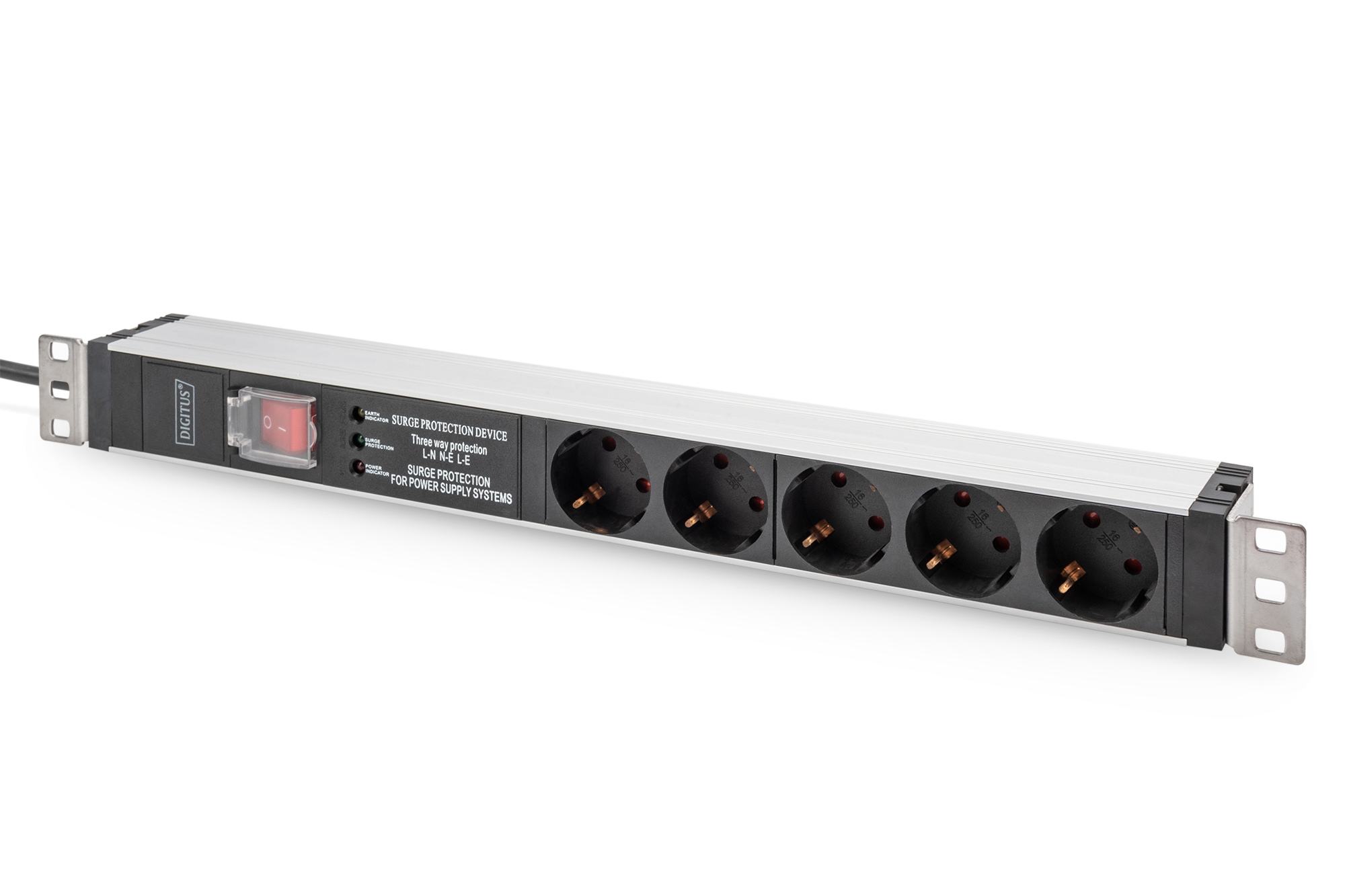 rack-mount power-strip, surge protector, 5-port sockets, universal socket, IEC C13/C14