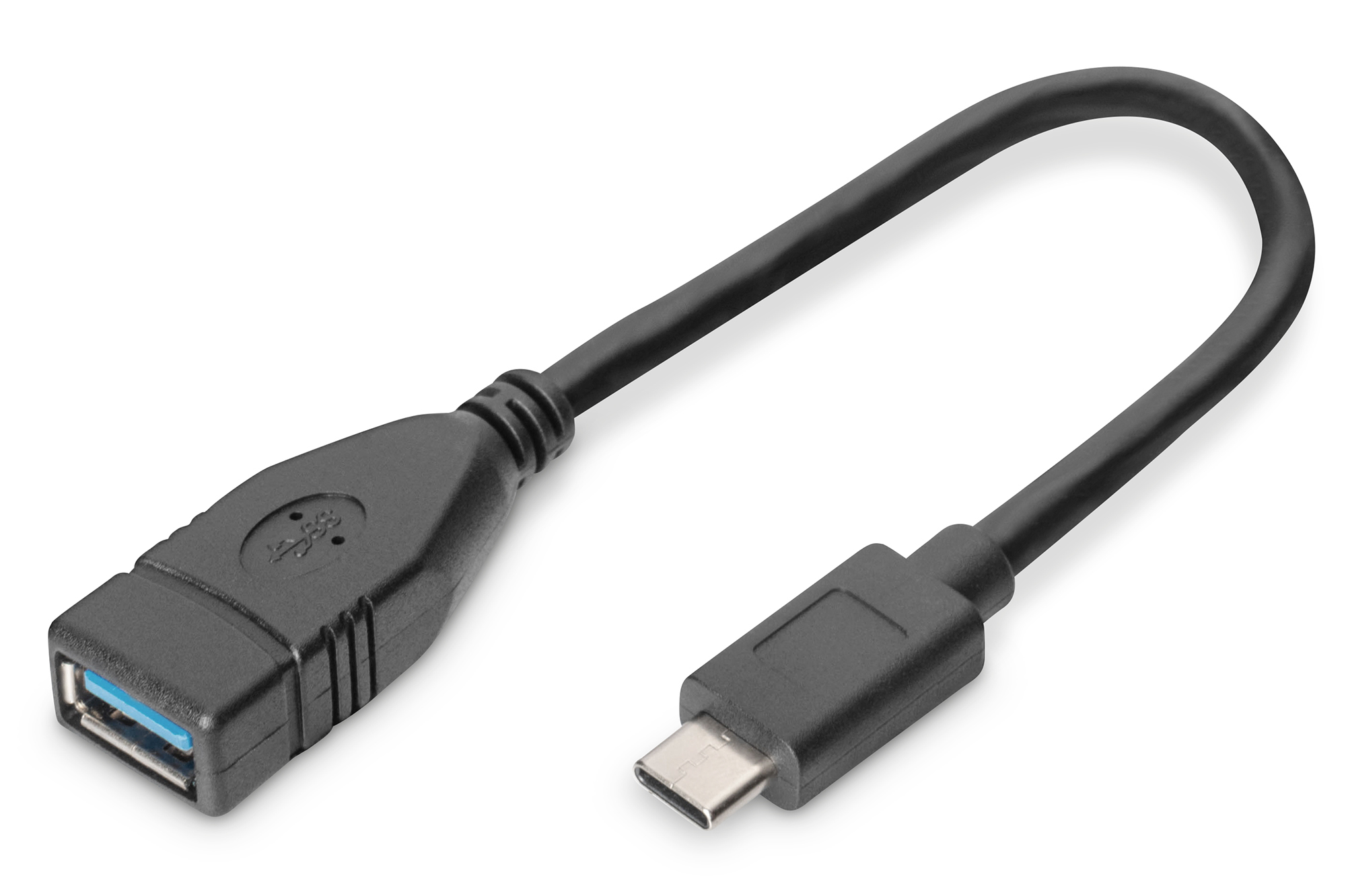 DIGITUS USB Typ-C Adapterkabel, OTG, Type-C - A St/Bu, 0,15m
