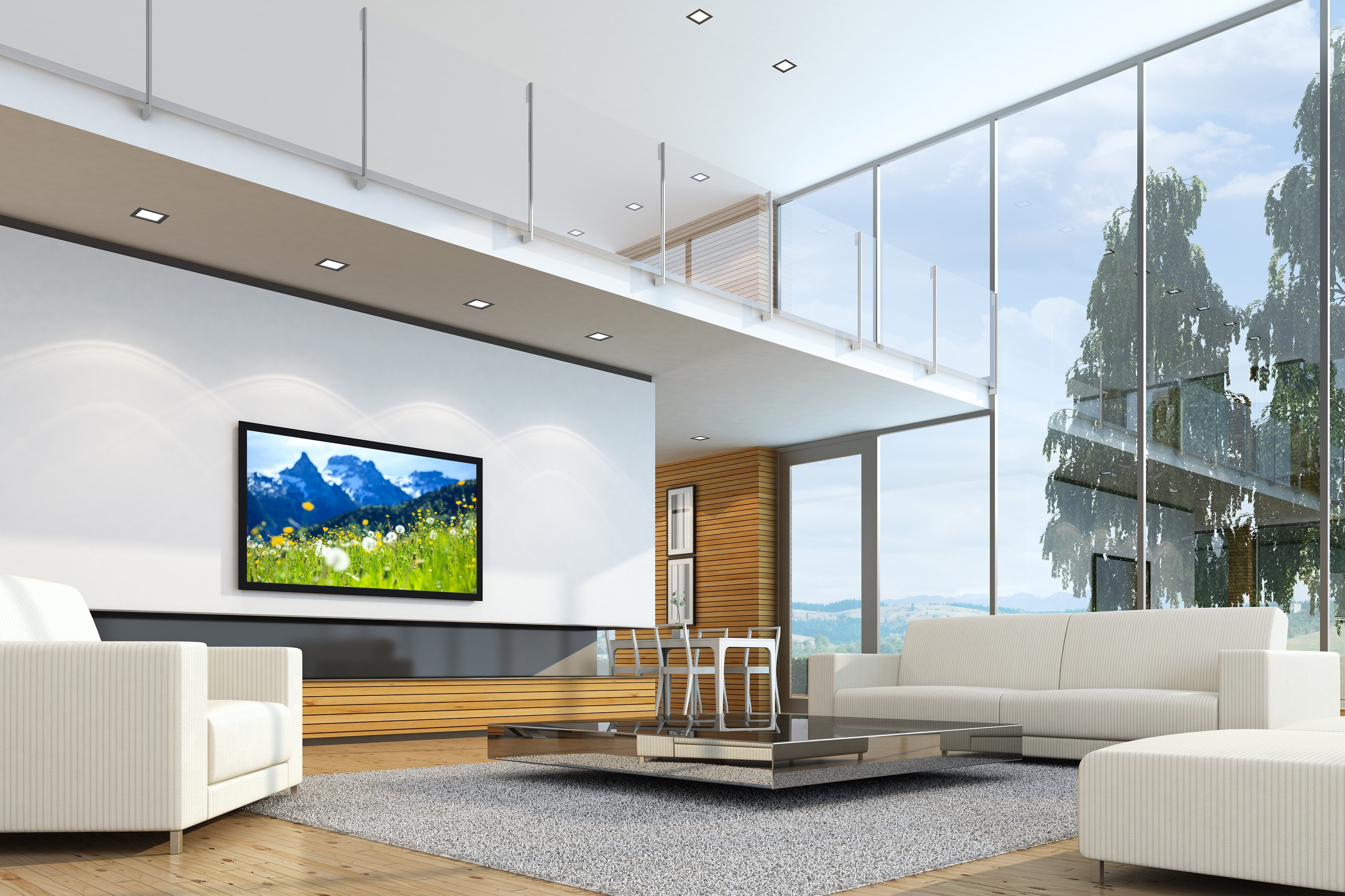 Drinnen, Wohnzimmer, Innenarchitektur, Couch, Überwachen