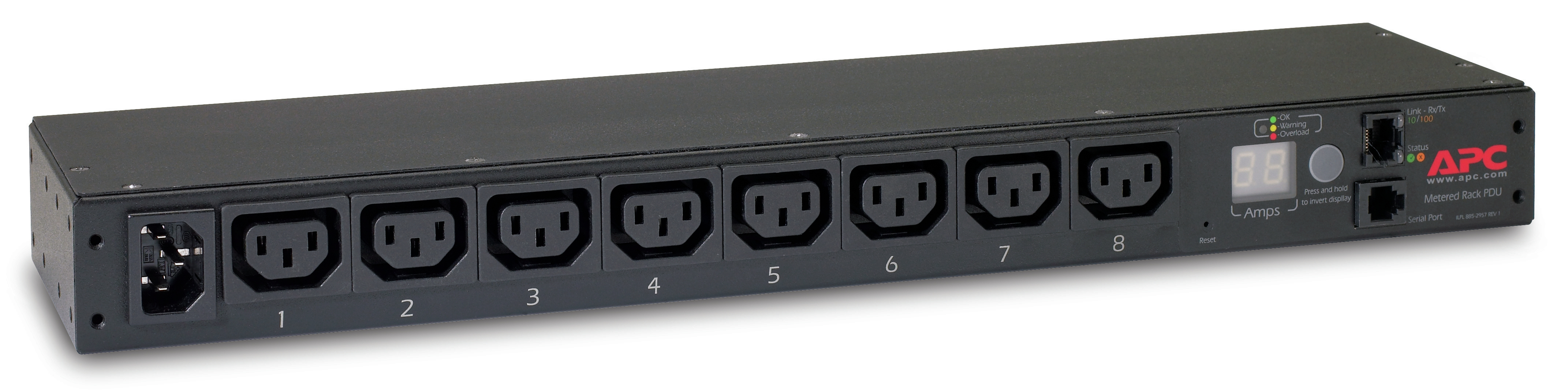 APC AP7820B - RACK PDU, METERED, 1U, 12A/208V, 10A/230V, (8) C13 APC AP7820B - RACK PDU, METERED, 1U, 12A/208V, 10A/230V, (8) C13