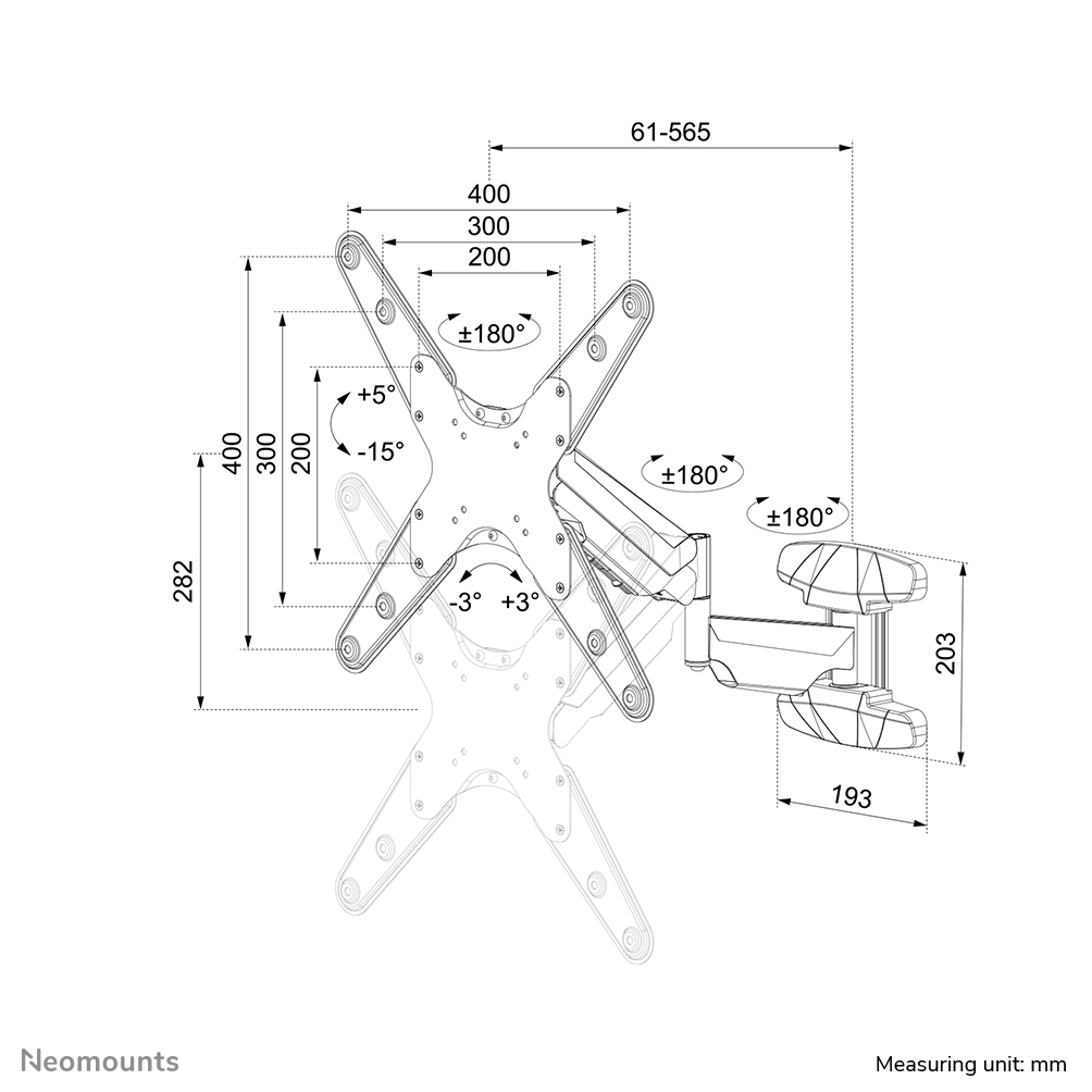 Neomounts TV-Wandhalterung - Schrauben - 30 kg - 81,3 cm (32") - 139,7 cm (55") - 400 x 400 mm - Schwarz