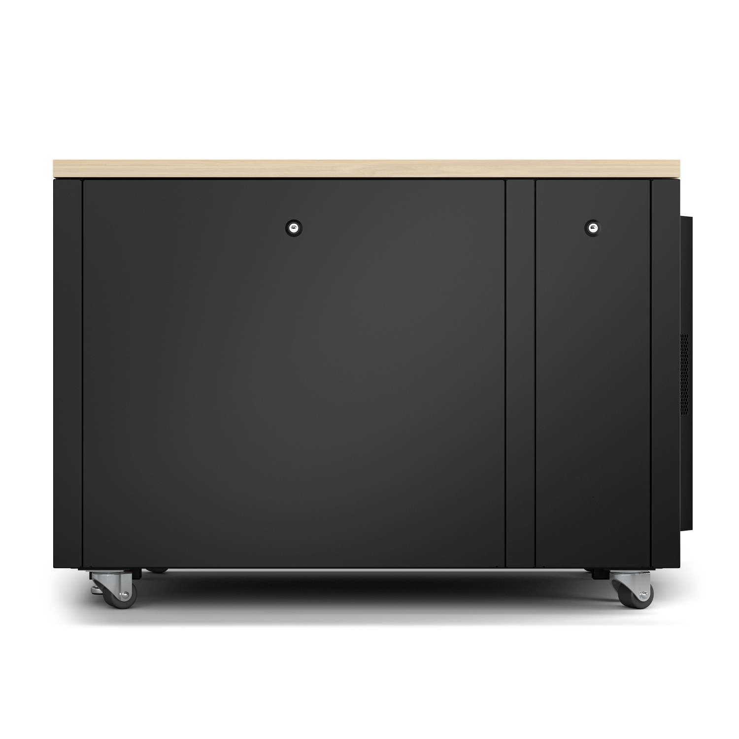 Küche Unterschrank, Schrank mit Holzplatte, Schwarz, Rollbarer Unterschrank, Schubladenkombination