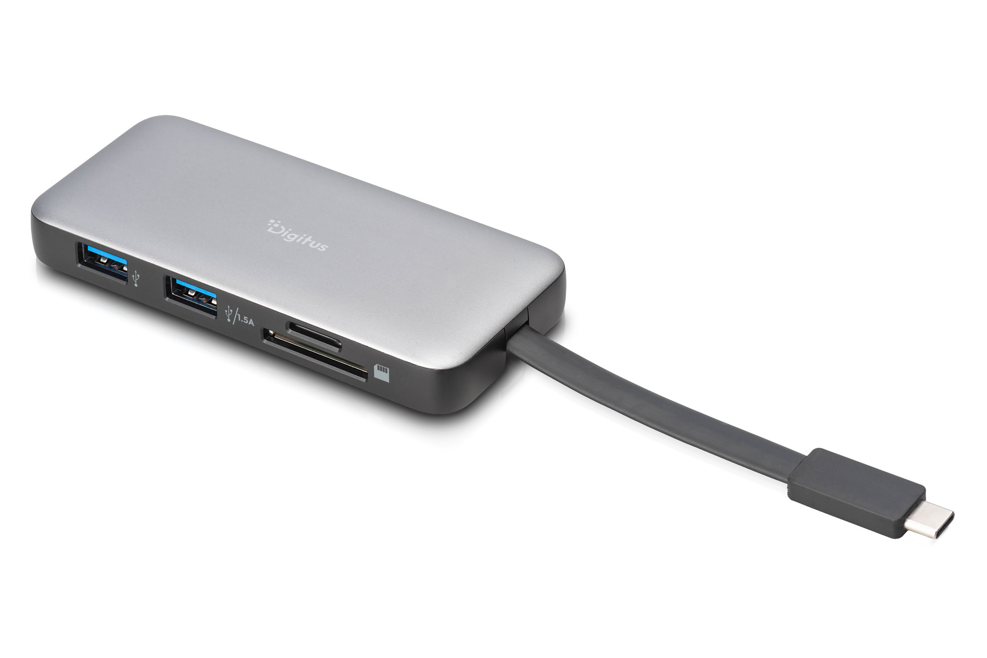 USB-C-Hub, USB 3.0, Speicherkartenleser, Silberfarben, Kompakt