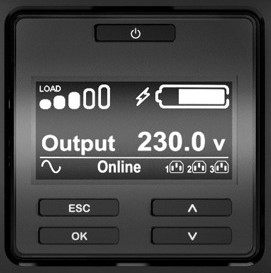 Display, Output 230.0 v, Battery, Remote control, Power