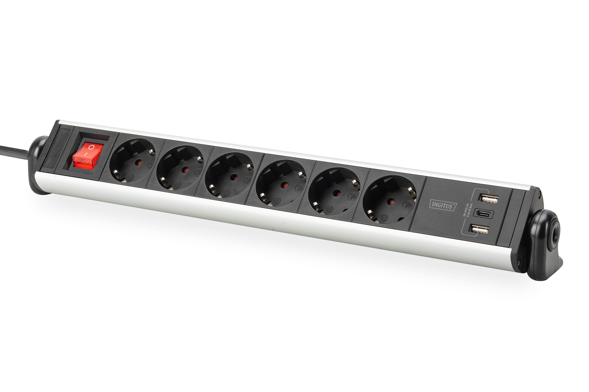 DIGITUS DA-70624 6-fach Office-Steckdosenleiste mit 3x USB-Anschlüssen DIGITUS DA-70624 6-fach Office-Steckdosenleiste mit 3x USB-Anschlüssen