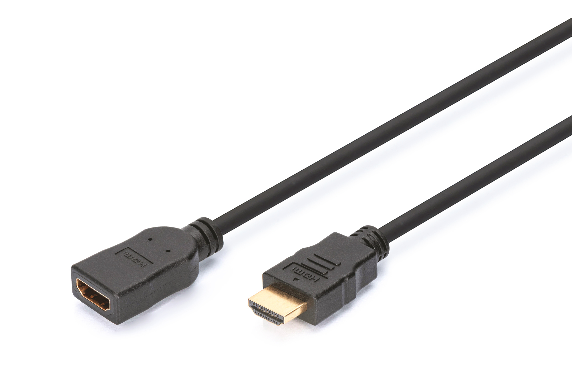 DIGITUS AK-330201-020-S HDMI High Speed Verlängerungskabel, Typ A St/Bu, 2.0m Kabel, Rauchrohr